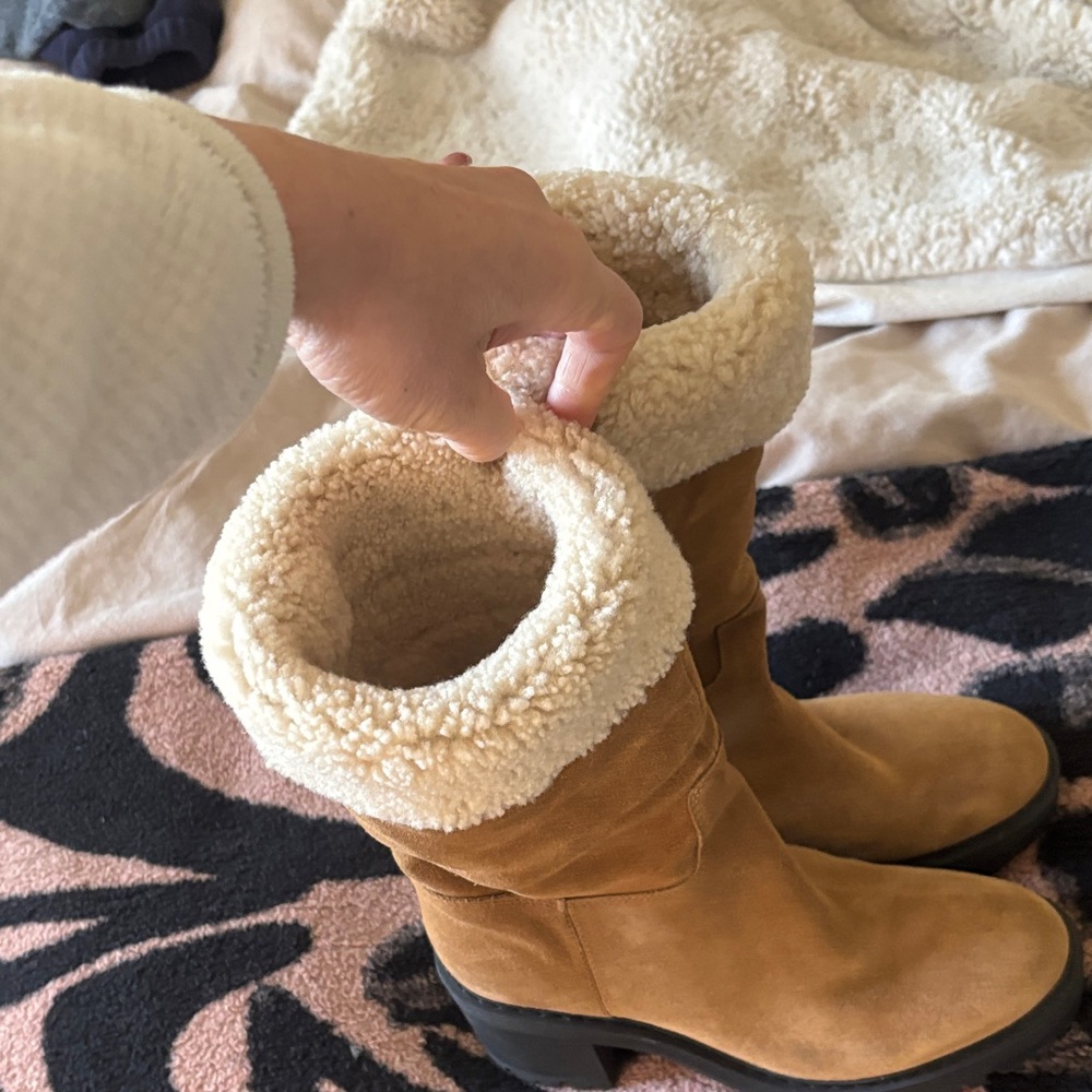 Marc Fisher Shearling Leather Boot in Chestnut